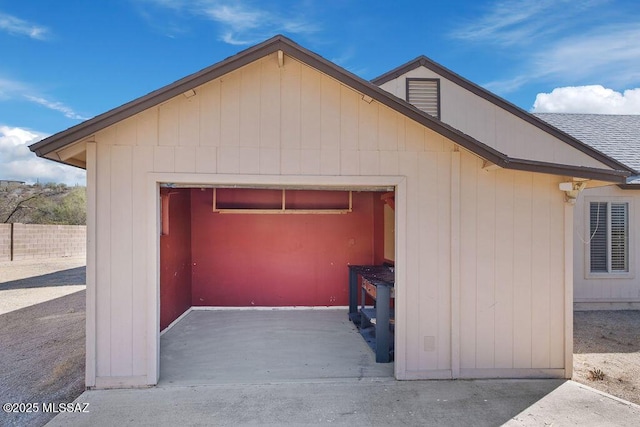 view of garage