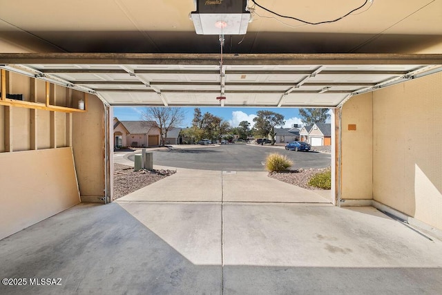 garage with a garage door opener