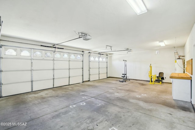 garage featuring a garage door opener and water heater