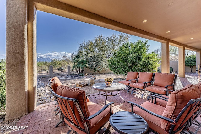 view of patio with an outdoor hangout area