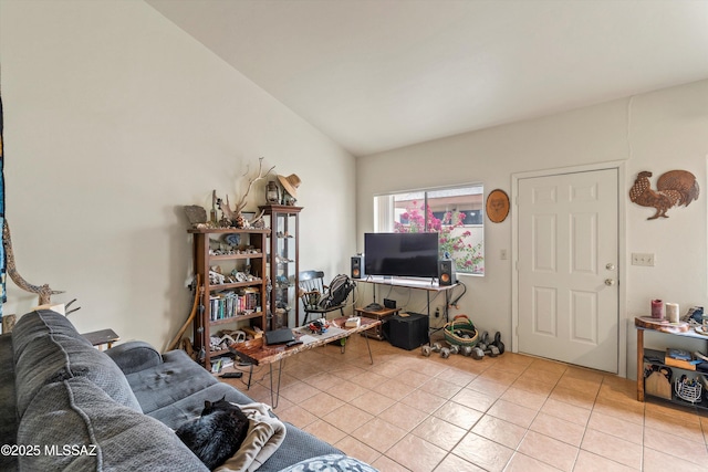 living room featuring light tile patterned floors