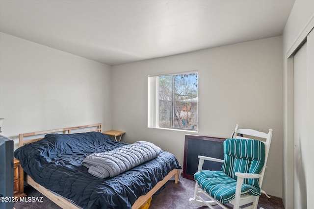 carpeted bedroom with a closet