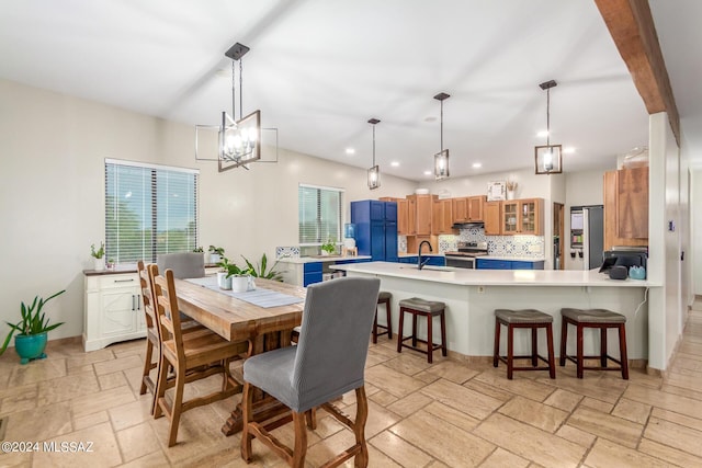 dining area featuring sink