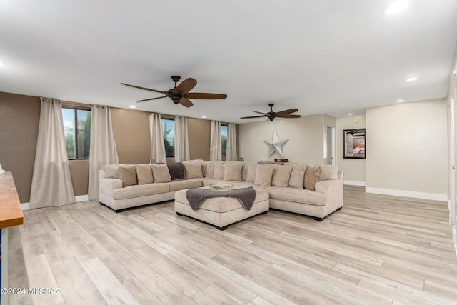 living room featuring light wood-type flooring