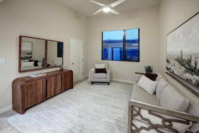 living room with ceiling fan