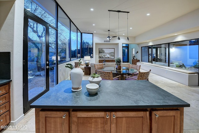 kitchen featuring a center island and pendant lighting