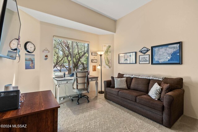 view of carpeted office space