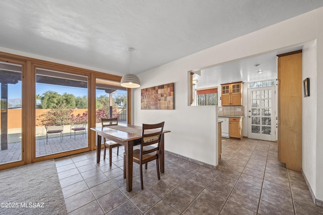 dining room featuring dark tile patterned floors