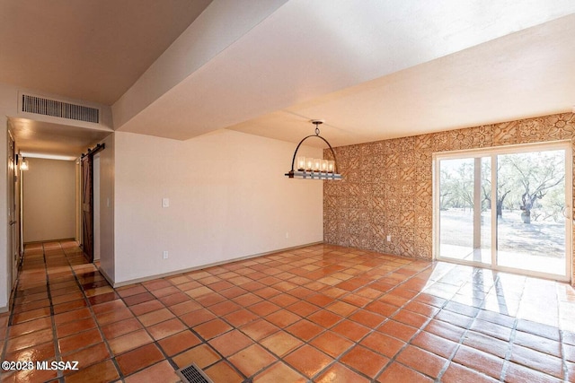 interior space with a barn door