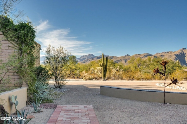 view of yard featuring a mountain view