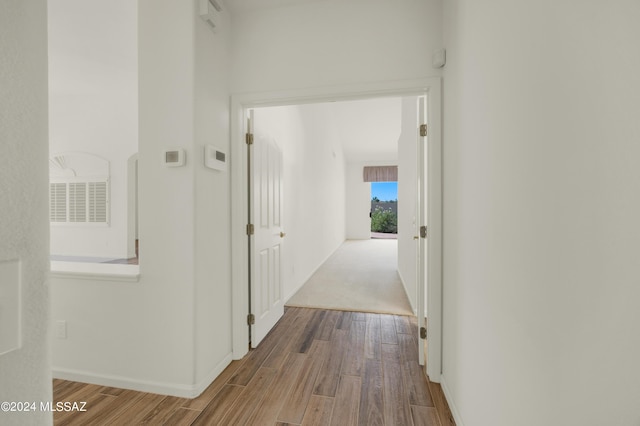 hall featuring light hardwood / wood-style flooring