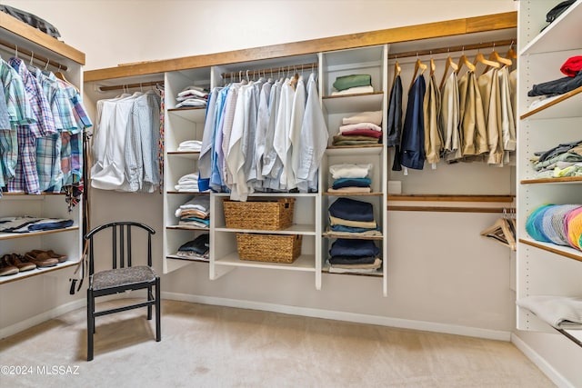 walk in closet with carpet floors