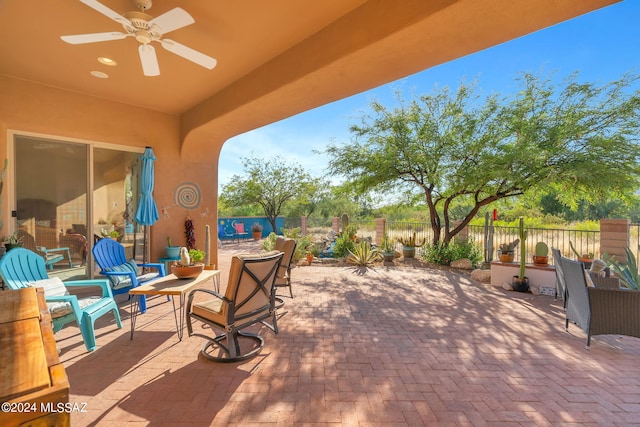 view of patio / terrace with ceiling fan