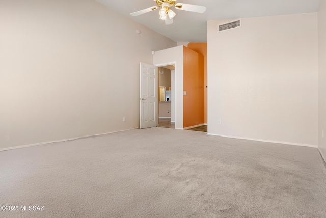 10187 E Watson Dr, Tucson, AZ 85730 - carpeted empty room featuring a ceiling fan, lofted ceiling, and baseboards