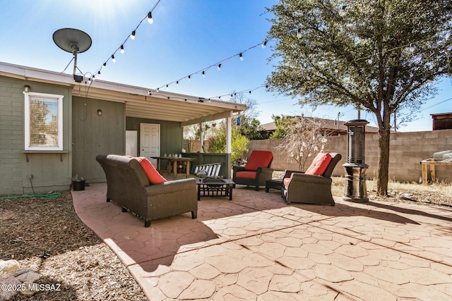 view of patio featuring an outdoor living space