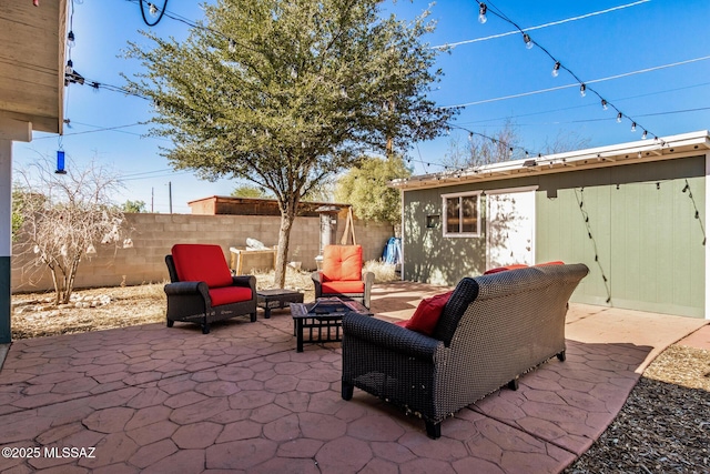 view of patio with an outdoor hangout area