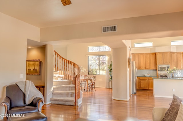 living room featuring light hardwood / wood-style flooring