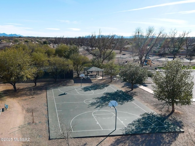 view of basketball court featuring a gazebo