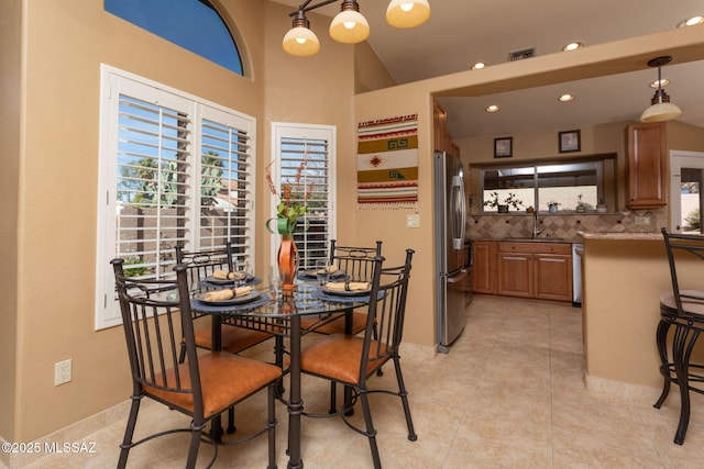 view of tiled dining area