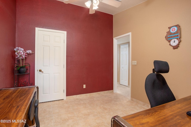 home office with ceiling fan