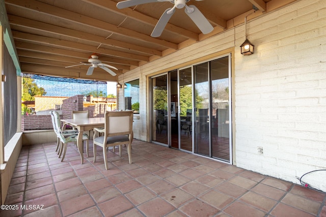 view of patio with ceiling fan