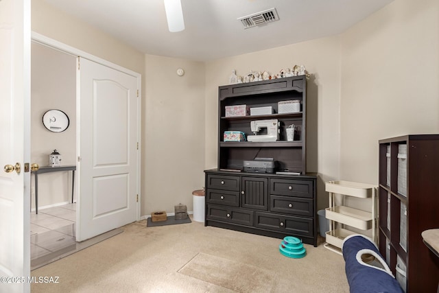 miscellaneous room with light carpet