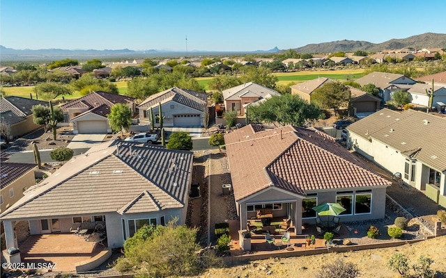 bird's eye view featuring a mountain view