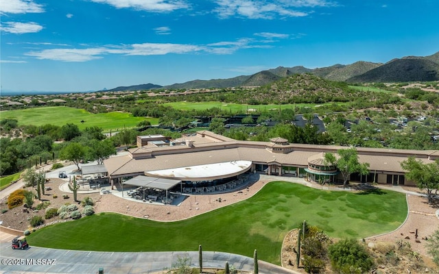 aerial view with a mountain view