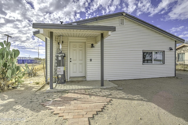 entrance to property with water heater