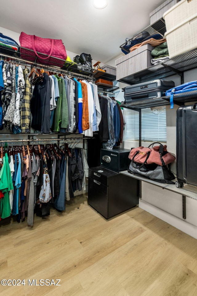 spacious closet with light wood-type flooring