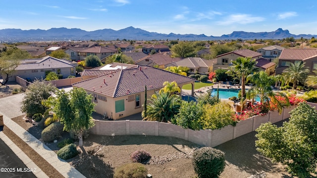 bird's eye view with a mountain view