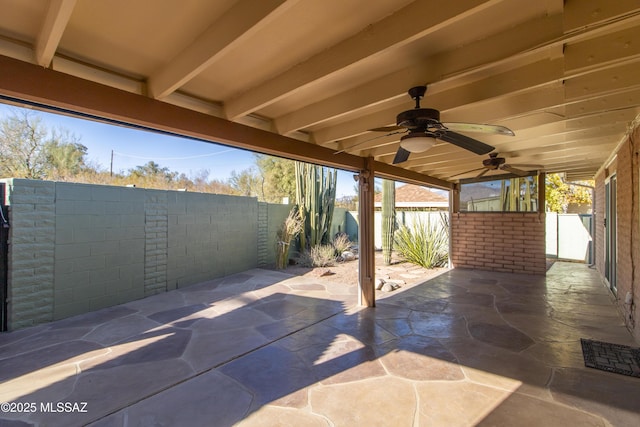 view of patio with ceiling fan