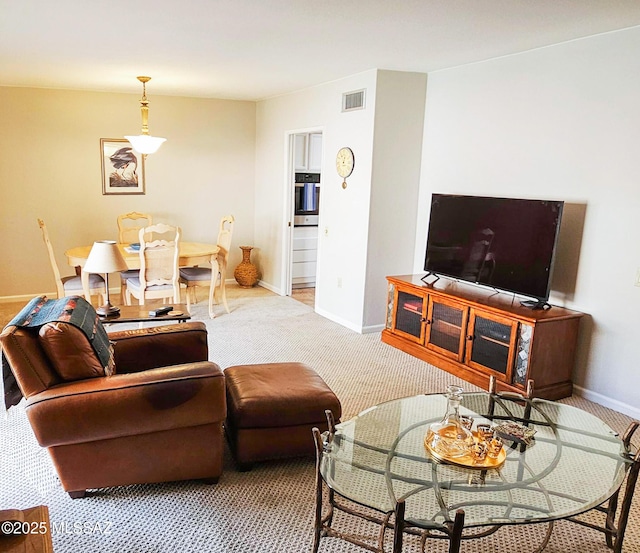 living room with carpet flooring