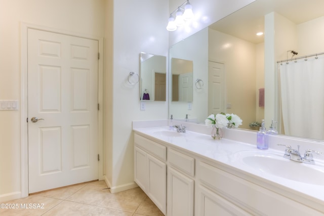 bathroom featuring vanity and tile patterned floors