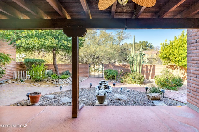 view of patio with ceiling fan