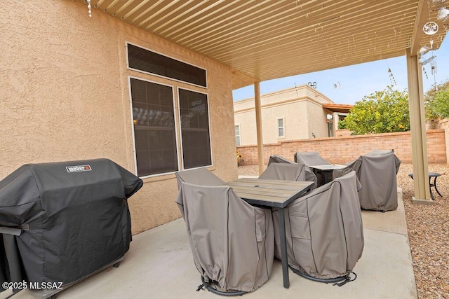 view of patio / terrace featuring a grill