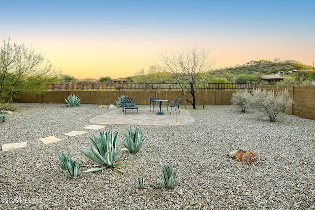 yard at dusk with a patio