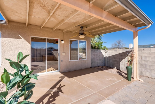 view of patio / terrace featuring ceiling fan