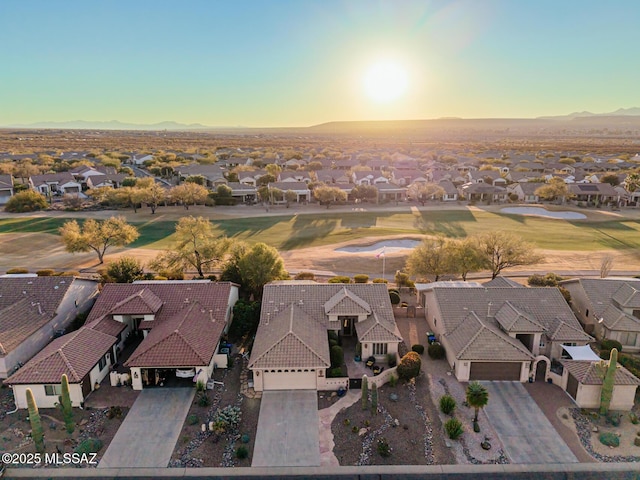 view of aerial view at dusk