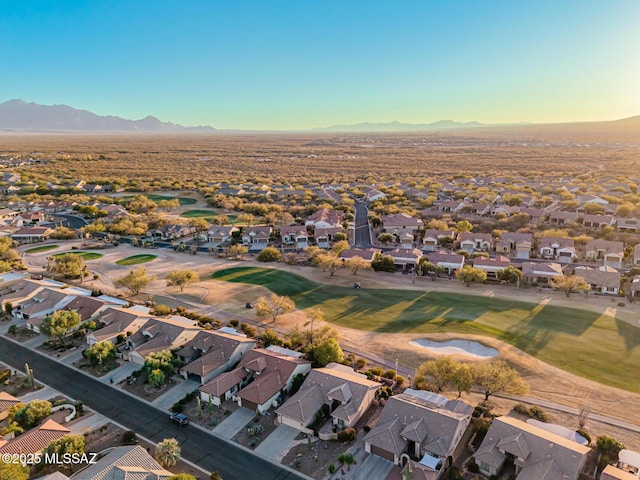 drone / aerial view featuring a mountain view