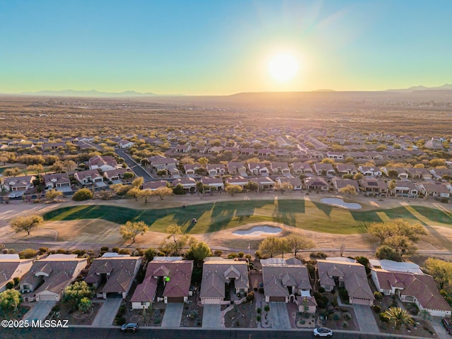 view of aerial view at dusk