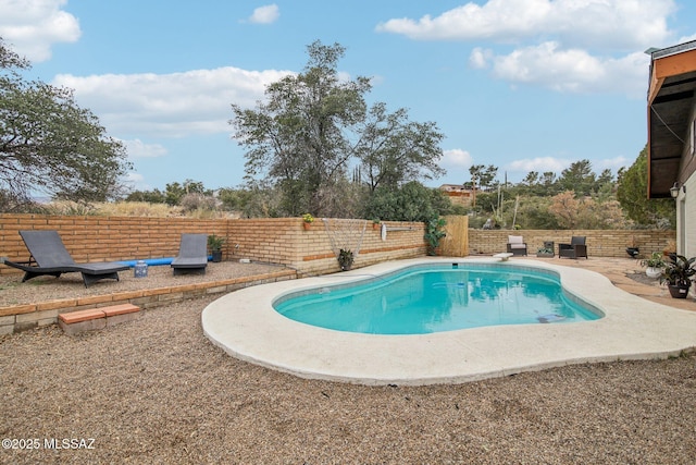 view of pool with a patio and a fenced backyard