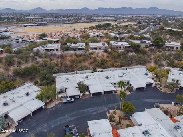 bird's eye view with a mountain view