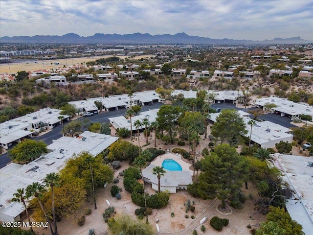 drone / aerial view with a mountain view