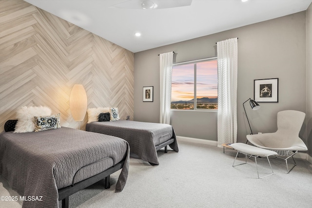 bedroom with carpet flooring and ceiling fan