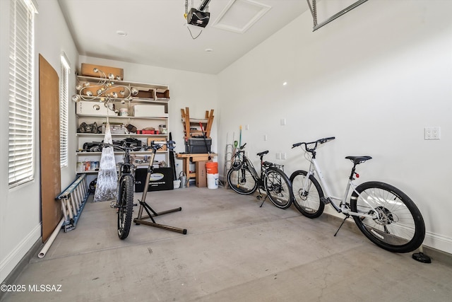 garage with a garage door opener