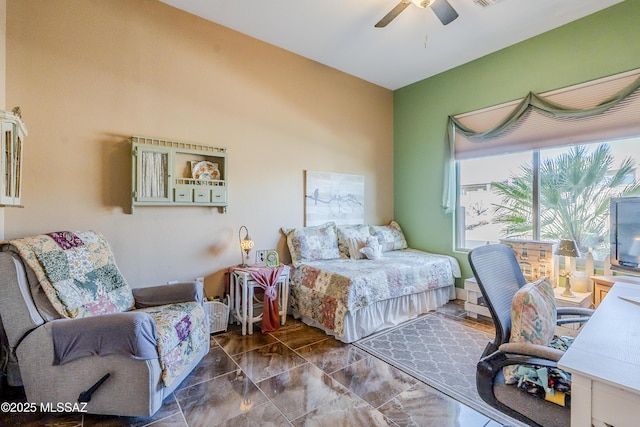 bedroom featuring ceiling fan