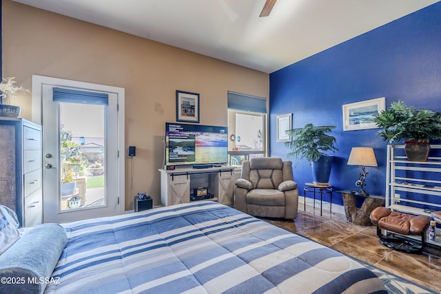 bedroom featuring ceiling fan