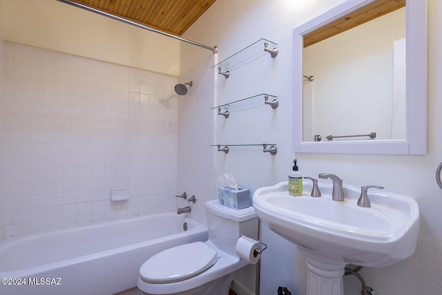 full bathroom featuring shower / washtub combination, sink, and toilet