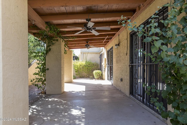 view of patio with ceiling fan